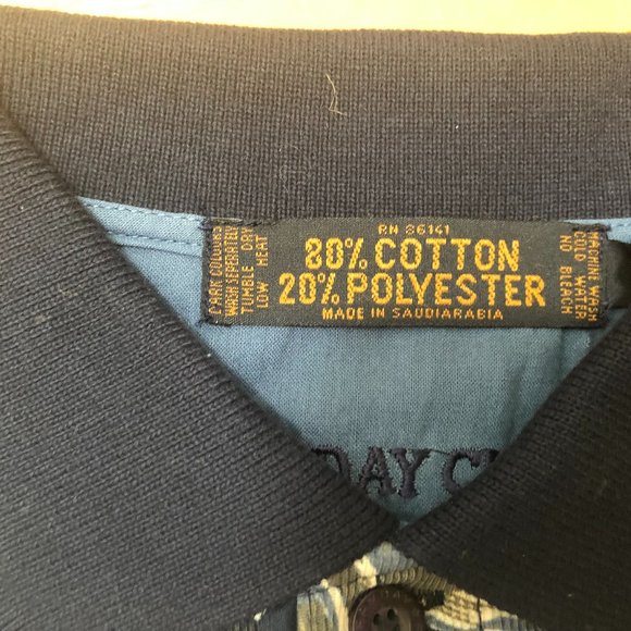 NWT FRYDAY CLUB Polo Shirt Navy/White Floral Print Size L Father's Day Gift! - Picture 9 of 11